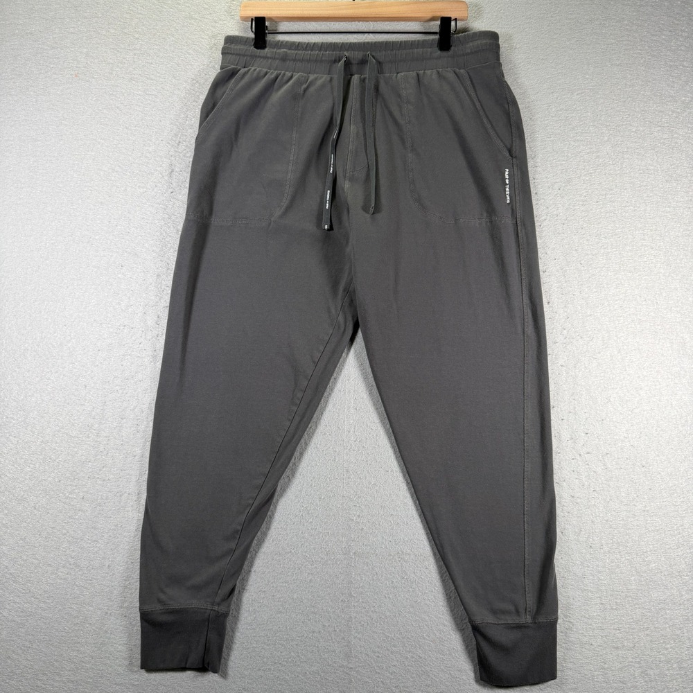 Pair of Thieves Mens Jogger Sweatpants Gray Drawstring Pockets Casual Mens Large
